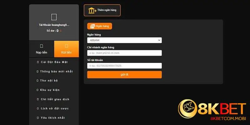 Hướng dẫn thực hiện rút tiền 8KBET về tài khoản nhanh